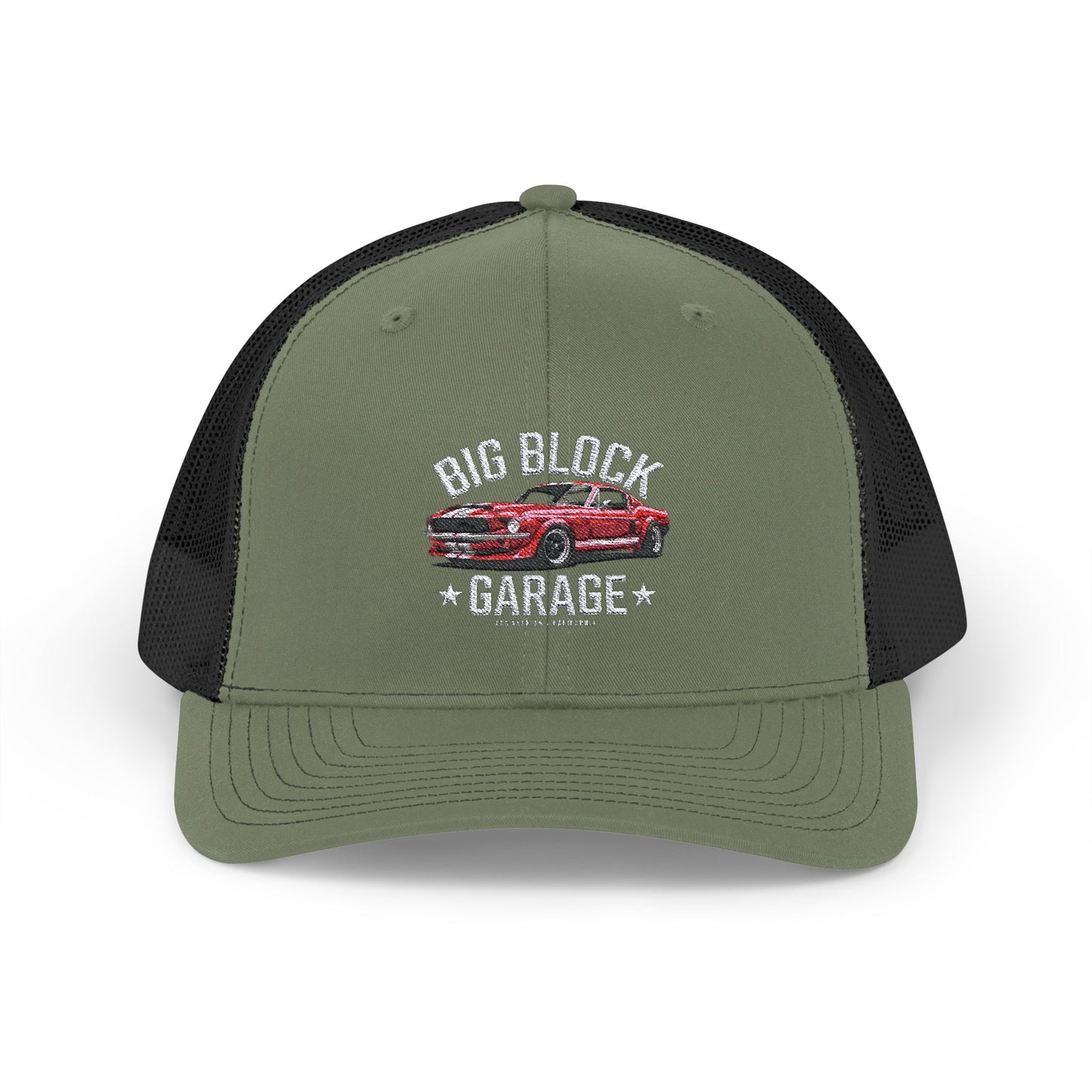 Red 'Stang - Snapback Trucker Cap - Big Block Garage Design