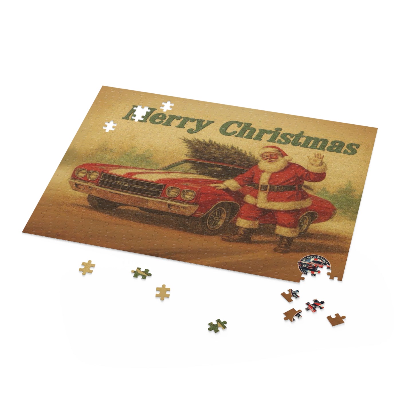 Vintage Santa with Chevrolet Chevelle Car Puzzle | Merry Christmas 500pc