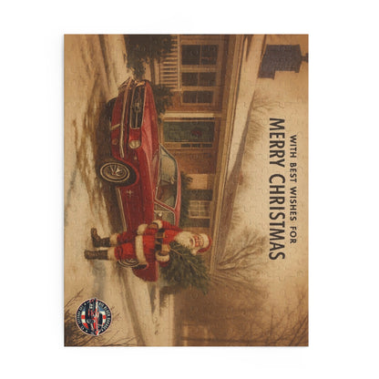 Vintage Santa with Red Mustang Puzzle | Merry Christmas Jigsaw