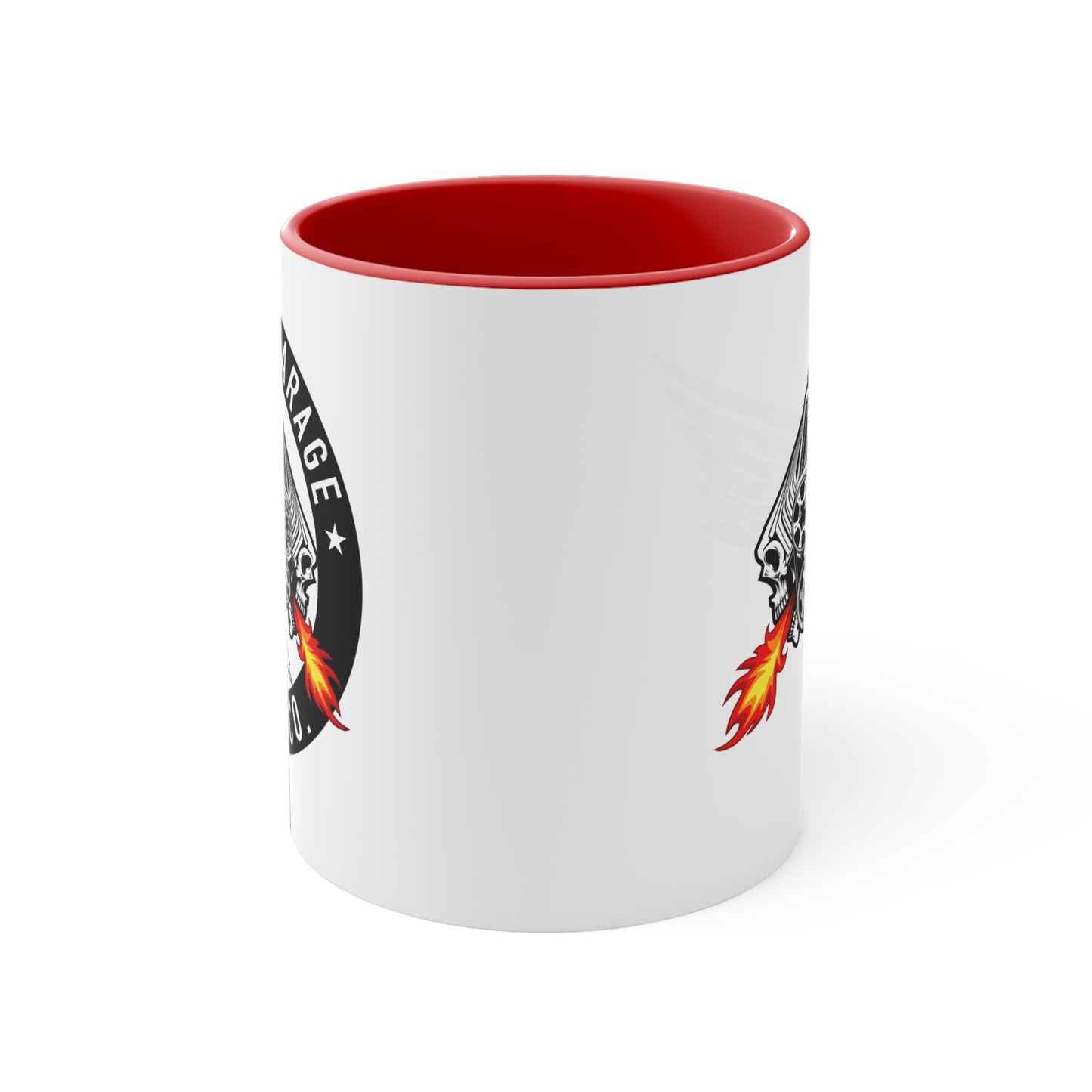 Big Block Garage Engine Logo Mug | Accent Red 11oz Ceramic