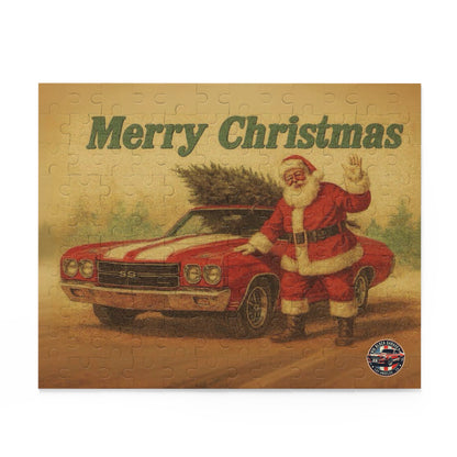 Vintage Santa with Chevrolet Chevelle Car Puzzle | Merry Christmas 500pc