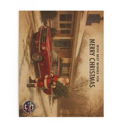 Vintage Santa with Red Mustang Puzzle | Merry Christmas Jigsaw