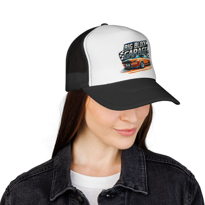Big Block Garage Mustang Logo Trucker Cap | Mechanic Vintage Logo