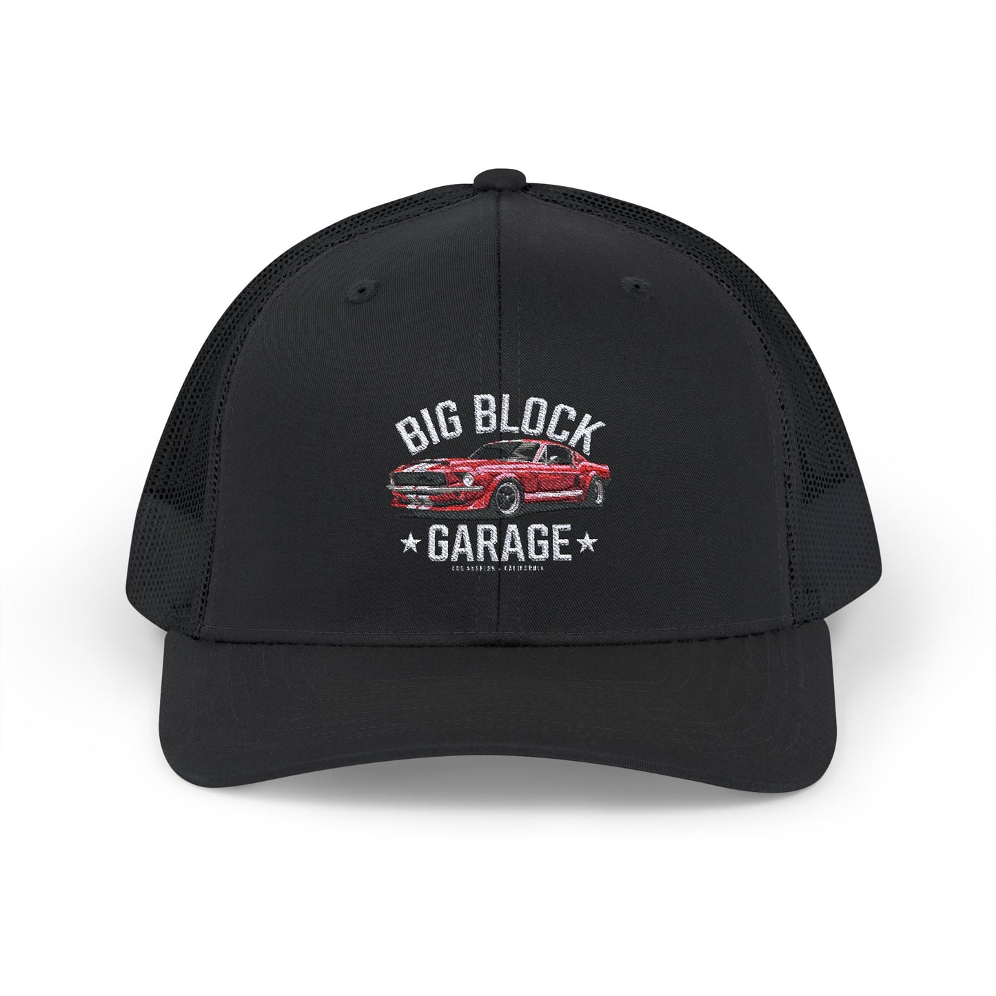 Red 'Stang -  Snapback Trucker Cap - Big Block Garage Design