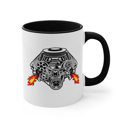 Big Block Garage Engine Logo Mug | Accent Red 11oz Ceramic