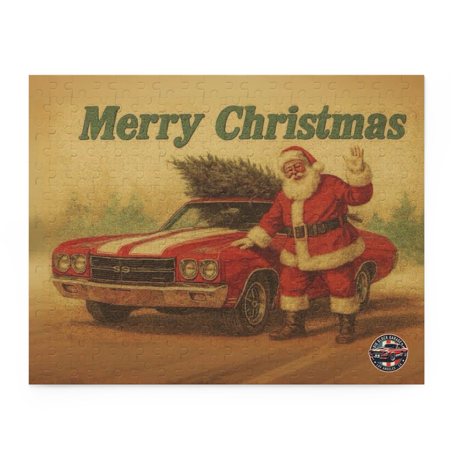 Vintage Santa with Chevrolet Chevelle Car Puzzle | Merry Christmas 500pc