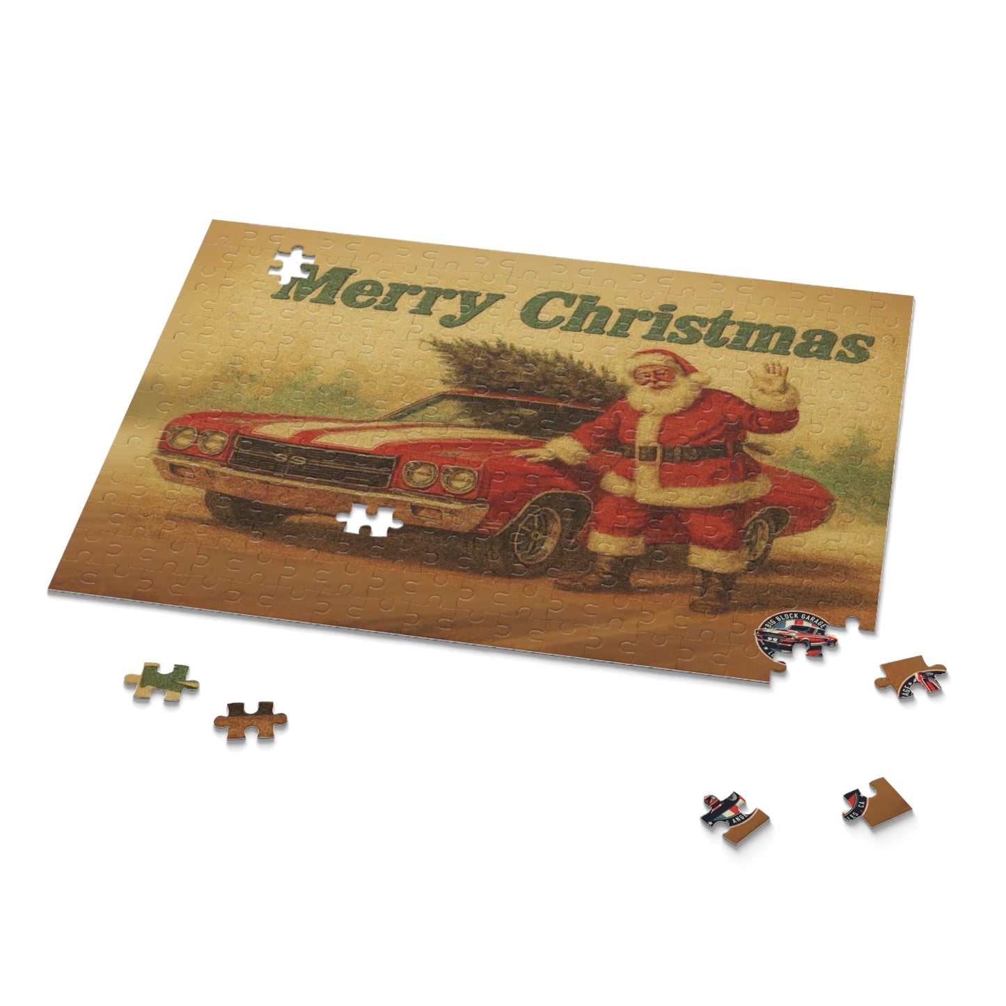 Vintage Santa with Chevrolet Chevelle Car Puzzle | Merry Christmas 500pc