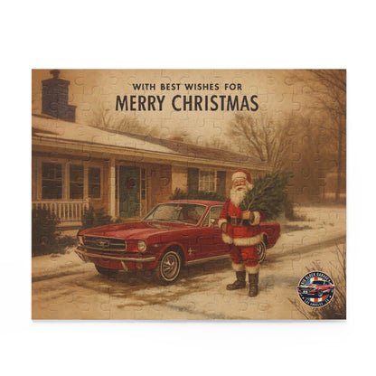 Vintage Santa with Red Mustang Puzzle | Merry Christmas Jigsaw