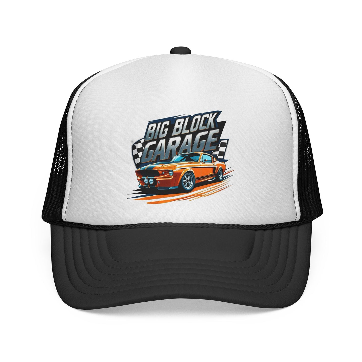 Big Block Garage Mustang Logo Trucker Cap | Mechanic Vintage Logo