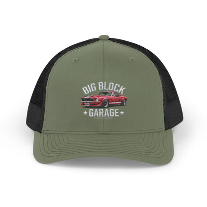 Red 'Stang -  Snapback Trucker Cap - Big Block Garage Design