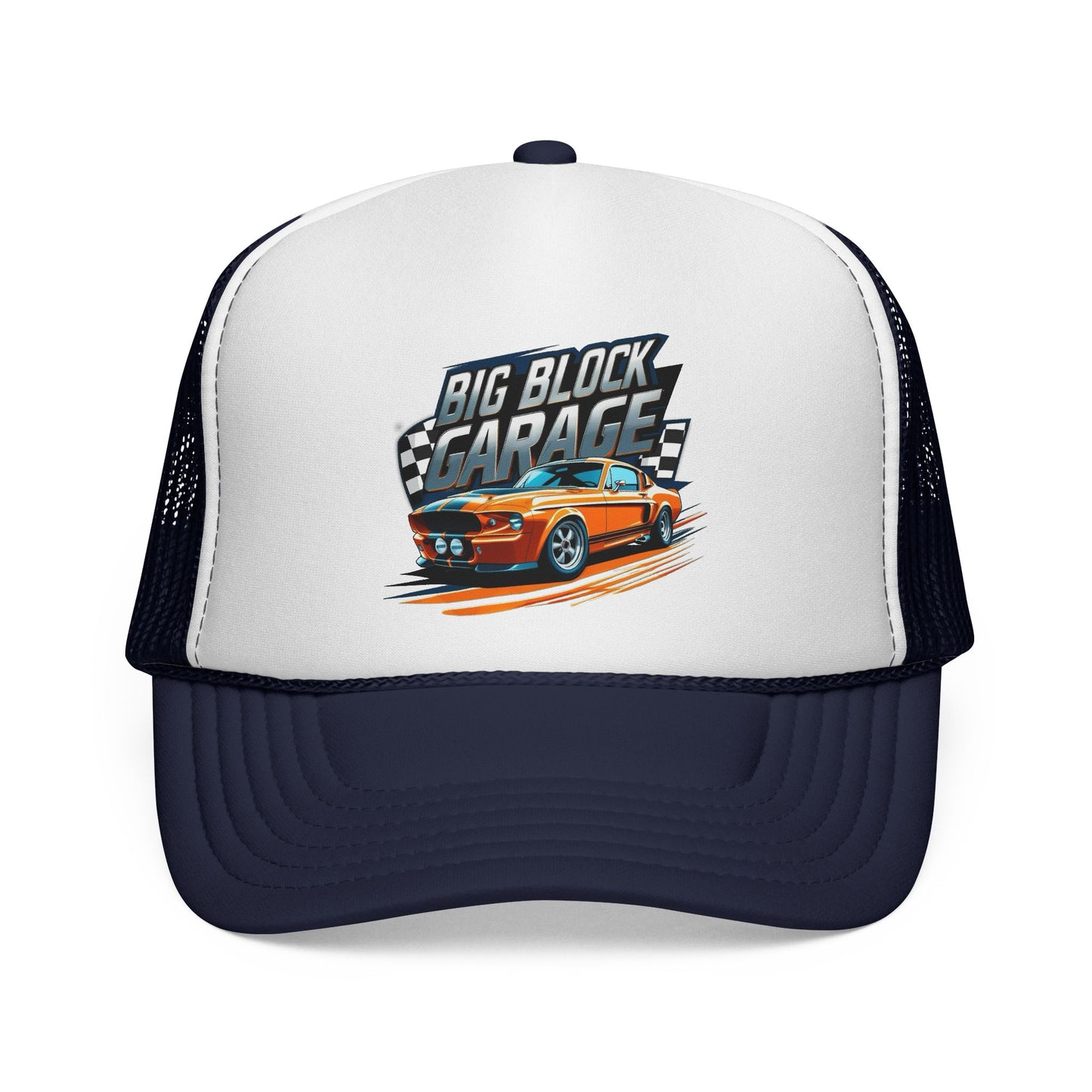 Big Block Garage Mustang Logo Trucker Cap | Mechanic Vintage Logo