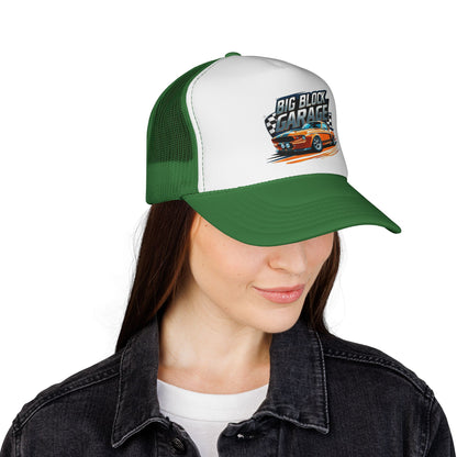Big Block Garage Mustang Logo Trucker Cap | Mechanic Vintage Logo