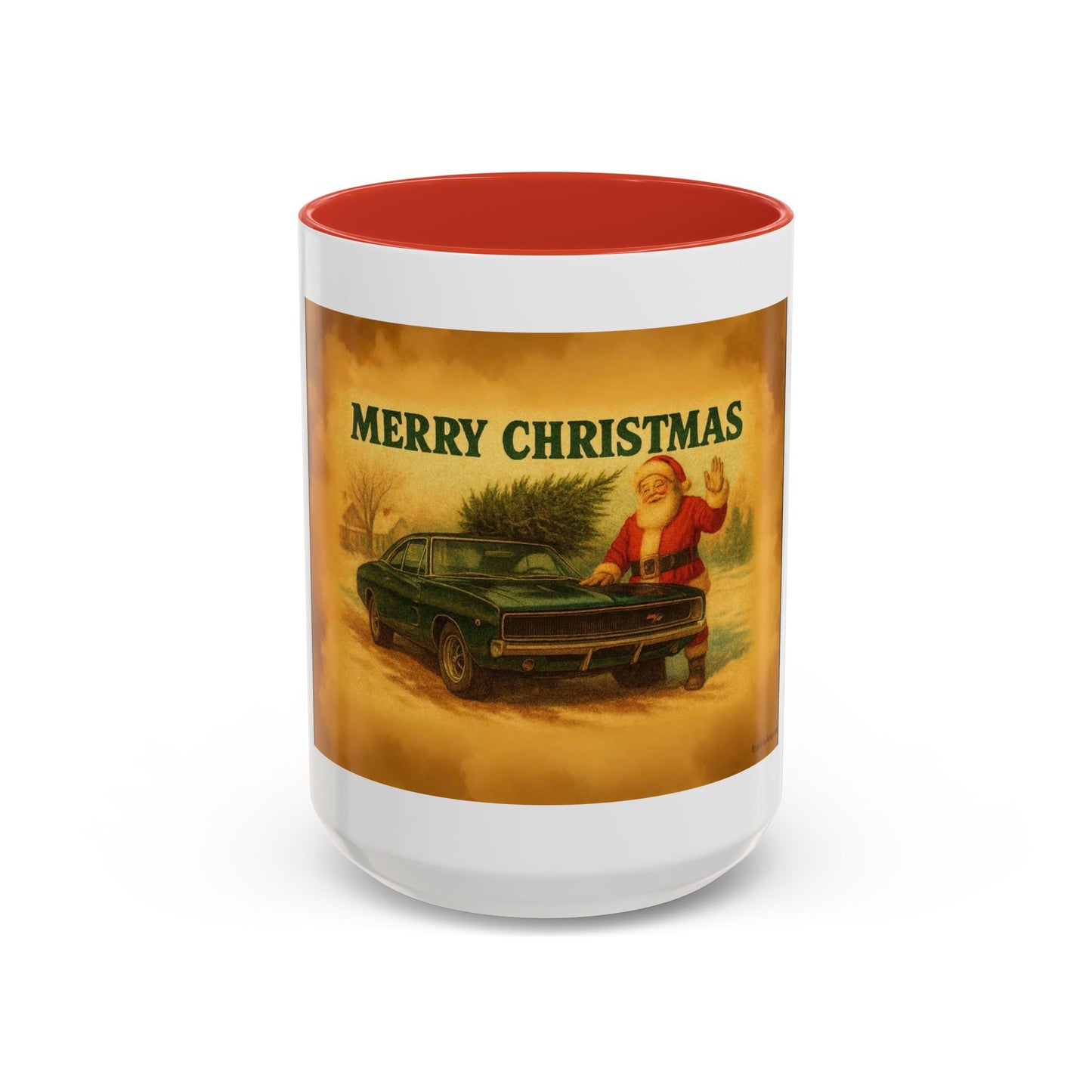 Merry Christmas Santa with 1968 Dodge Charger Mug | Accent Coffee Mug