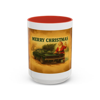 Merry Christmas Santa with 1968 Dodge Charger Mug | Accent Coffee Mug