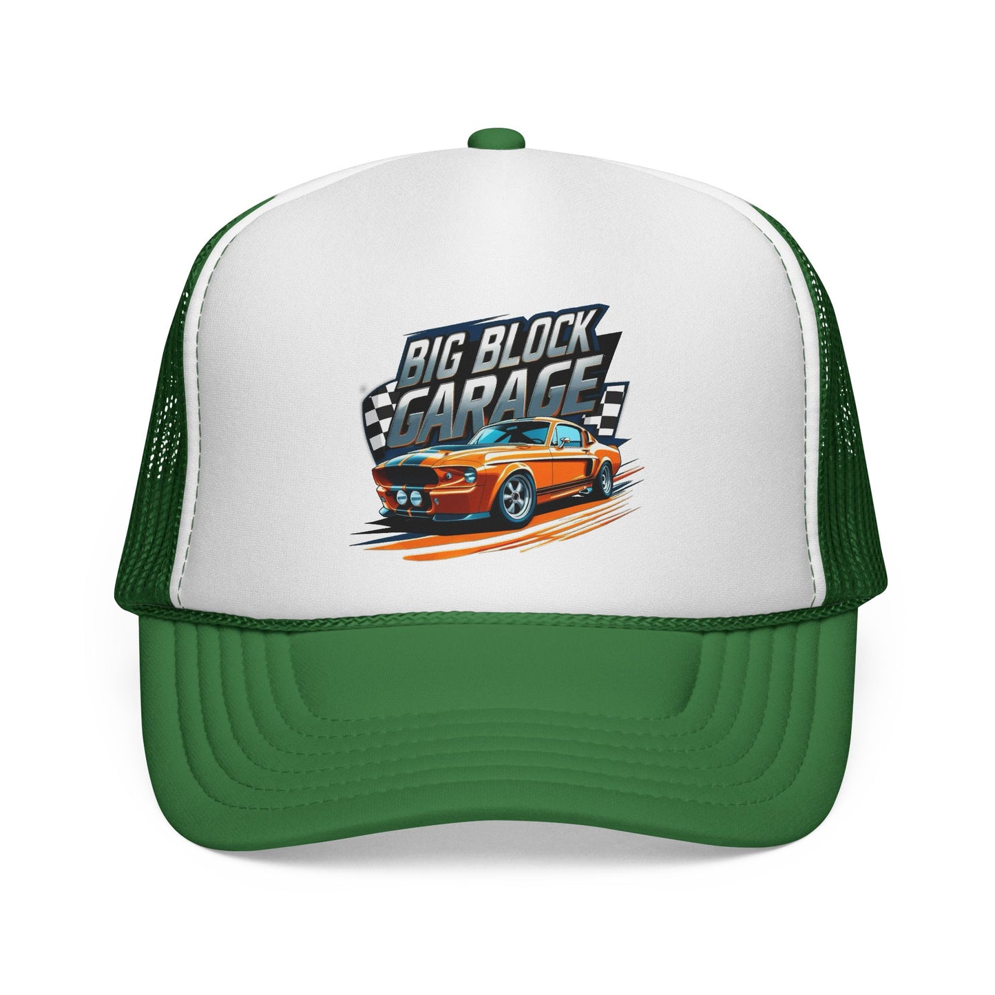 Big Block Garage Mustang Logo Trucker Cap | Mechanic Vintage Logo