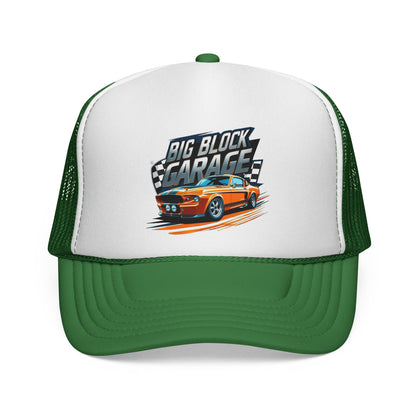 Big Block Garage Mustang Logo Trucker Cap | Mechanic Vintage Logo