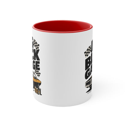 Big Block Garage Mug with Dodge Charger | Car Muscle Car Illustration, Checkered Flags