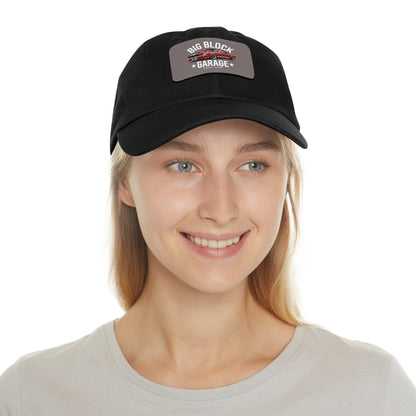 Big Block Garage Dad Hat with Leather Patch | Classic Muscle Car Logo