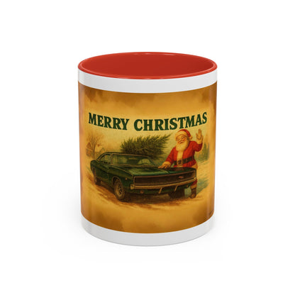 Merry Christmas Santa with 1968 Dodge Charger Mug | Accent Coffee Mug