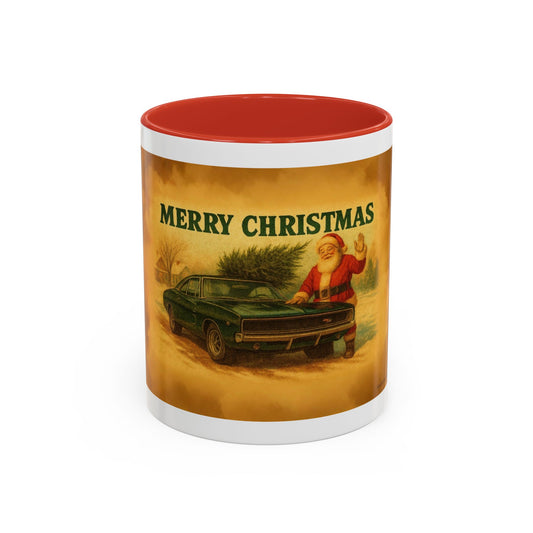 Merry Christmas Santa with 1968 Dodge Charger Mug | Accent Coffee Mug