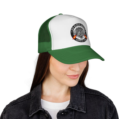 Big Block Garage Engine Skull Trucker Cap | Mechanic Vintage Logo