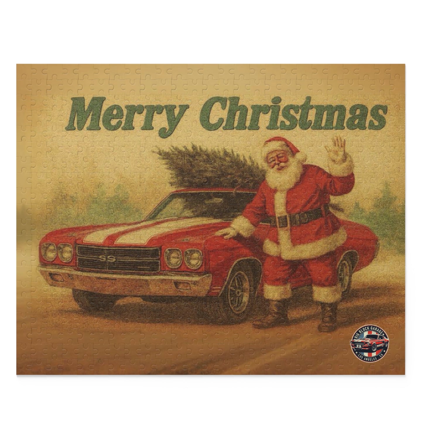 Vintage Santa with Chevrolet Chevelle Car Puzzle | Merry Christmas 500pc