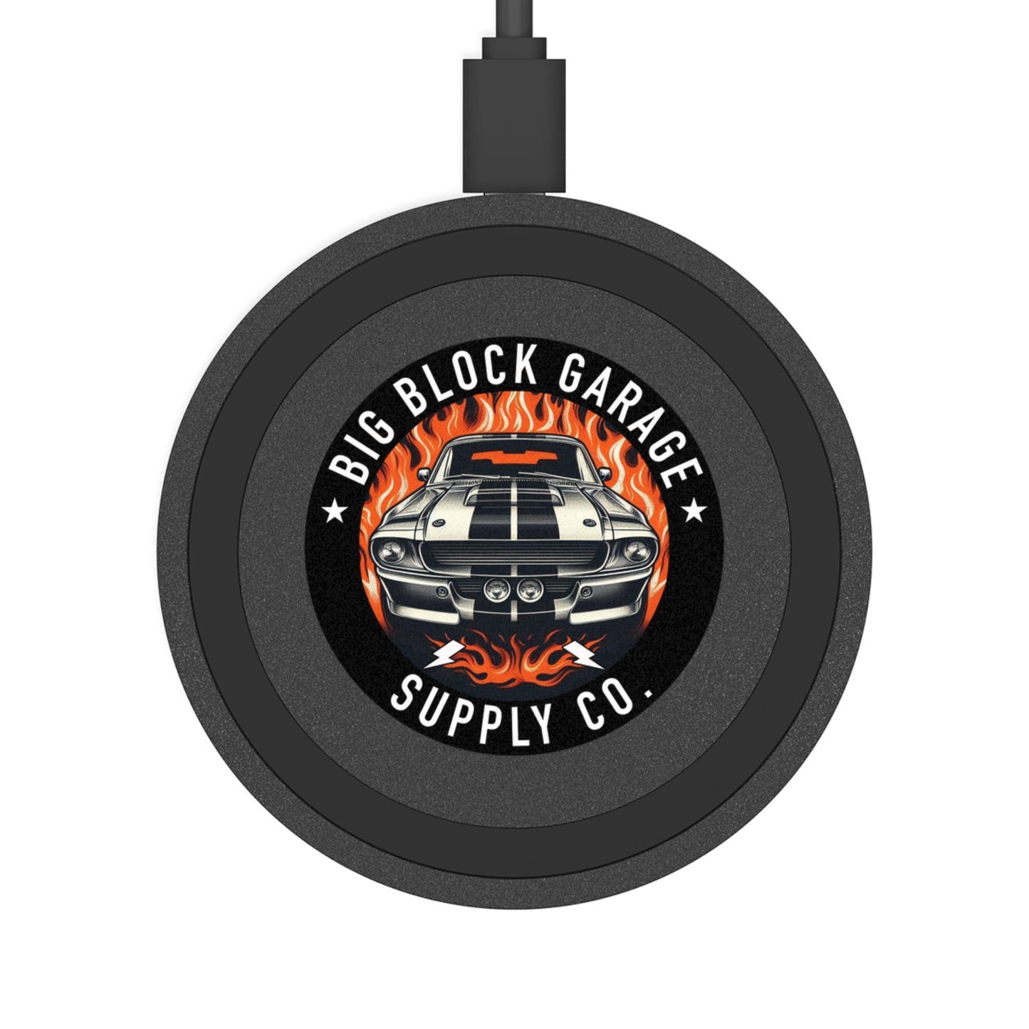 Big Block Garage Muscle Car Wireless Charging Pad | Retro Auto Logo