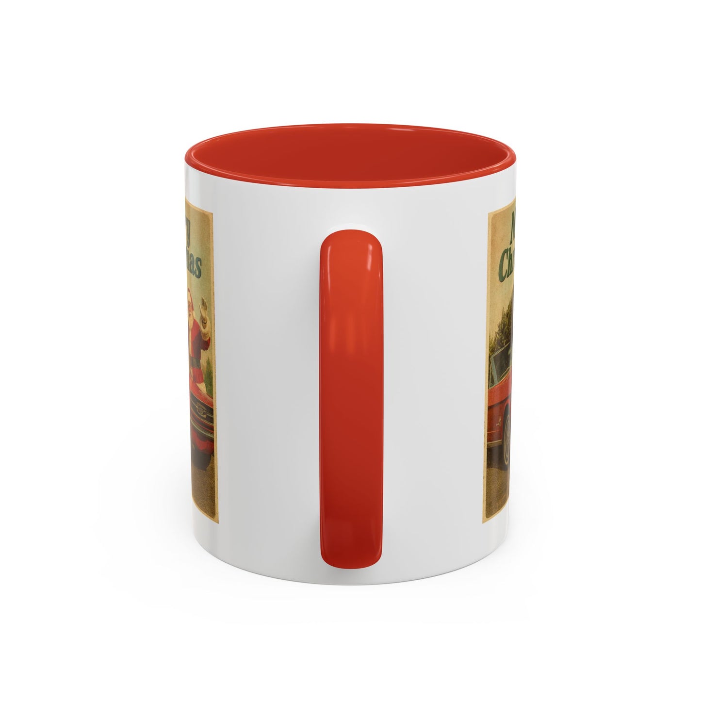 Vintage Santa with Mustang Christmas Accent Coffee Mug | Holiday Mug 11oz/15oz
