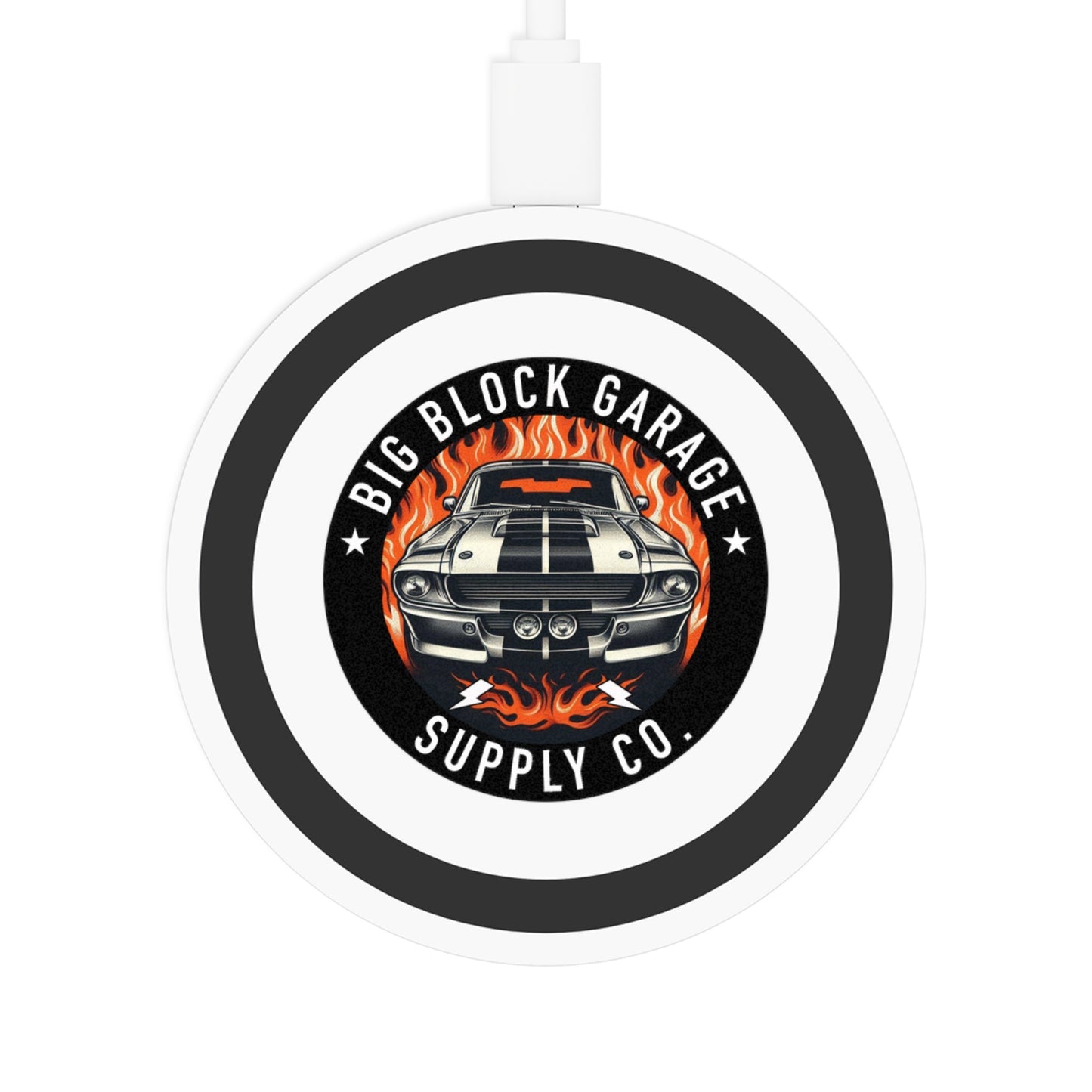 Big Block Garage Muscle Car Wireless Charging Pad | Retro Auto Logo
