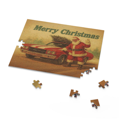 Vintage Santa with Chevrolet Chevelle Car Puzzle | Merry Christmas 500pc