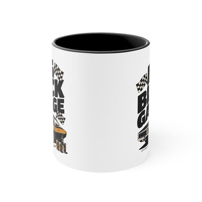 Big Block Garage Mug with Dodge Charger | Car Muscle Car Illustration, Checkered Flags