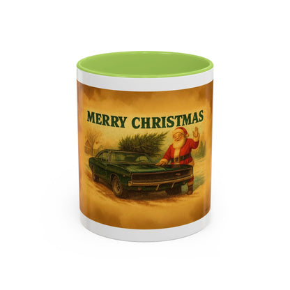 Merry Christmas Santa with 1968 Dodge Charger Mug | Accent Coffee Mug