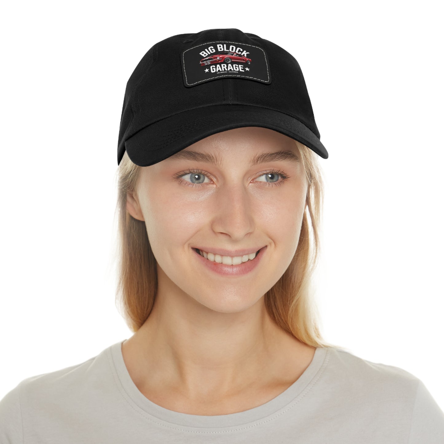 Big Block Garage Dad Hat with Leather Patch | Classic Muscle Car Logo