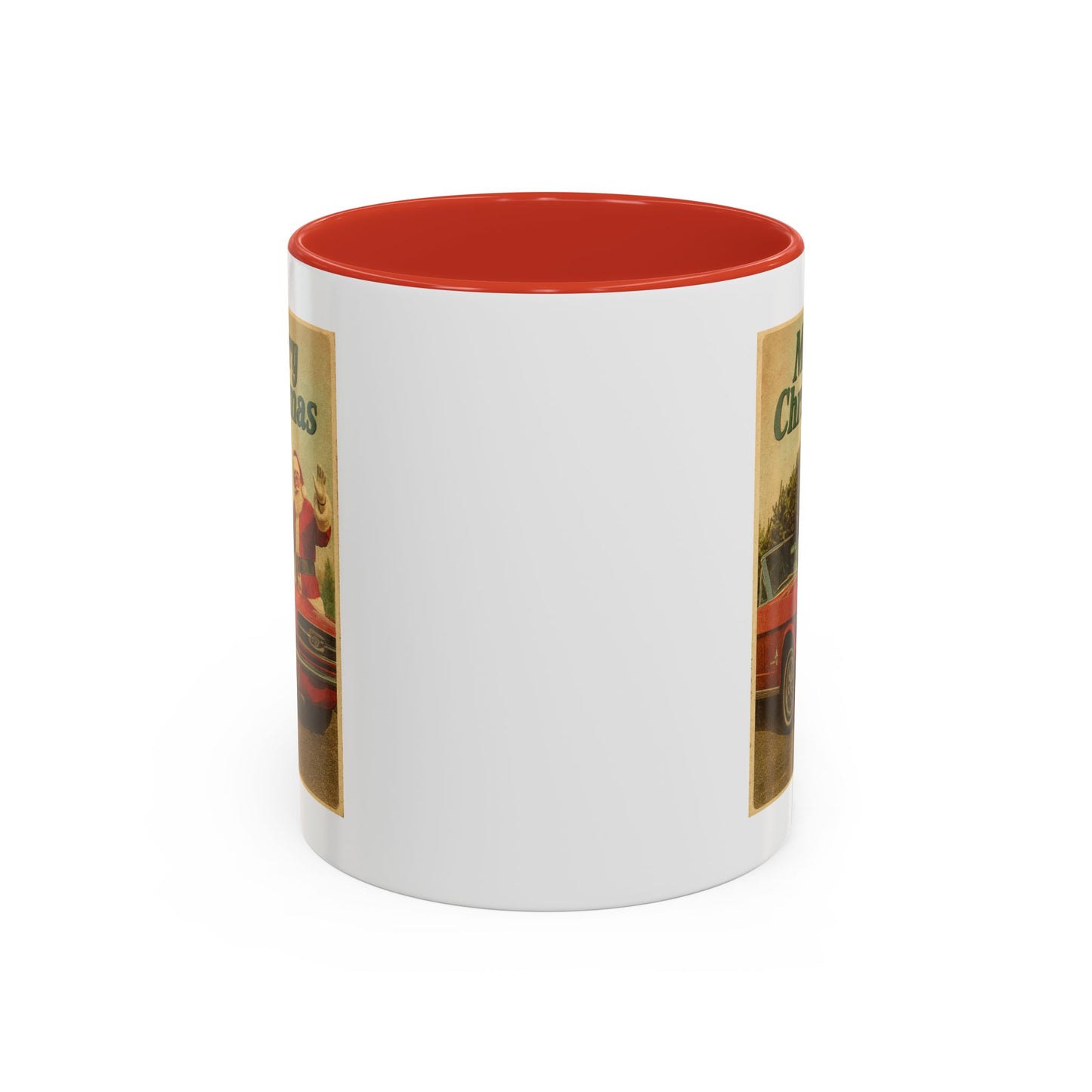 Vintage Santa with Mustang Christmas Accent Coffee Mug | Holiday Mug 11oz/15oz