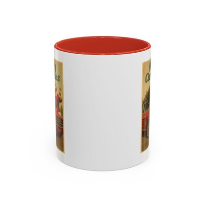 Vintage Santa with Mustang Christmas Accent Coffee Mug | Holiday Mug 11oz/15oz