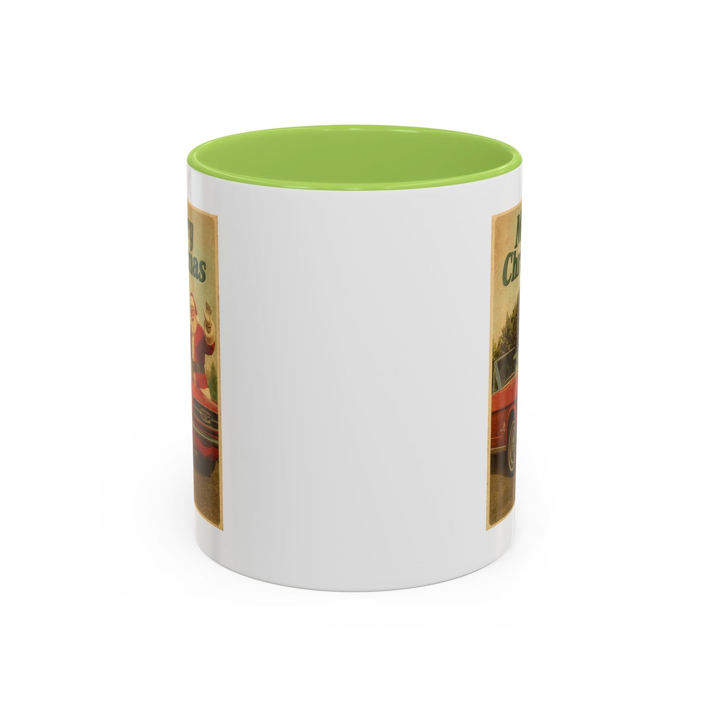 Vintage Santa with Mustang Christmas Accent Coffee Mug | Holiday Mug 11oz/15oz