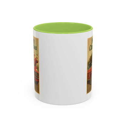 Vintage Santa with Mustang Christmas Accent Coffee Mug | Holiday Mug 11oz/15oz