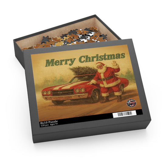 Vintage Santa with Chevrolet Chevelle Car Puzzle | Merry Christmas 500pc